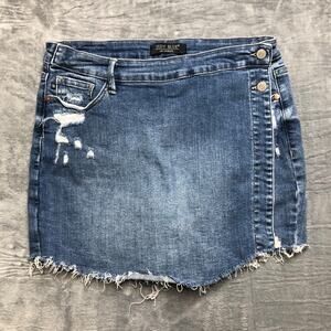 Judy Blue Skort Distressed Women's Size L Blue Denim Stretch 90s Y2K